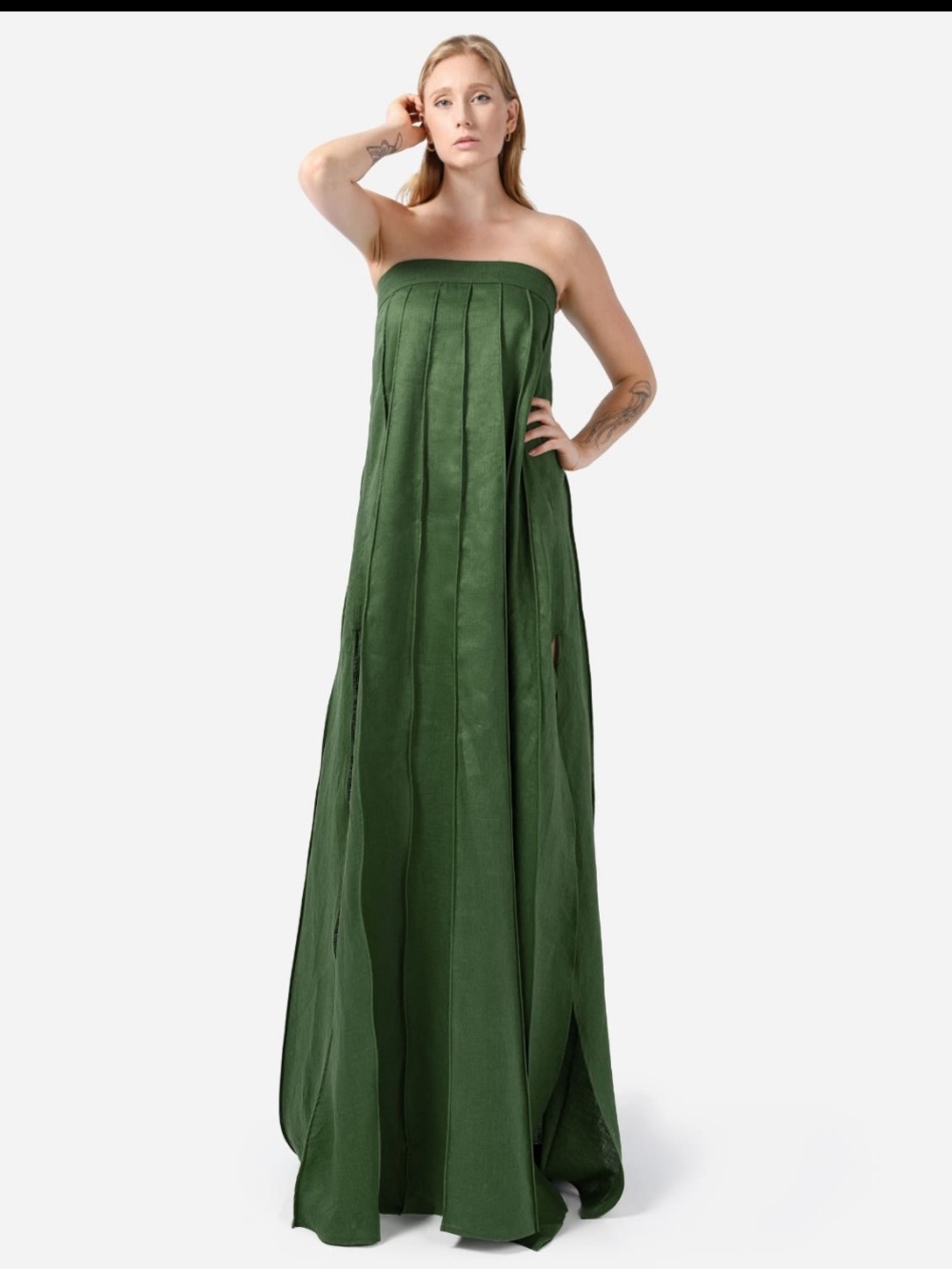 Strapless Olive Green Maxi Skirt